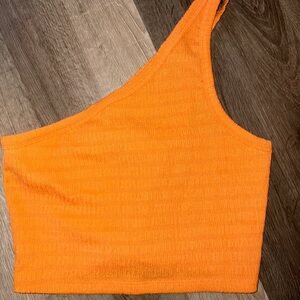 American Eagle Orange One-Shoulder Women's Crop Top